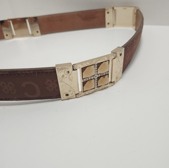 Los Altos Womens Western Belt Leather Jeweled Brown Tan Gold Size 36 - Picture 4 of 11